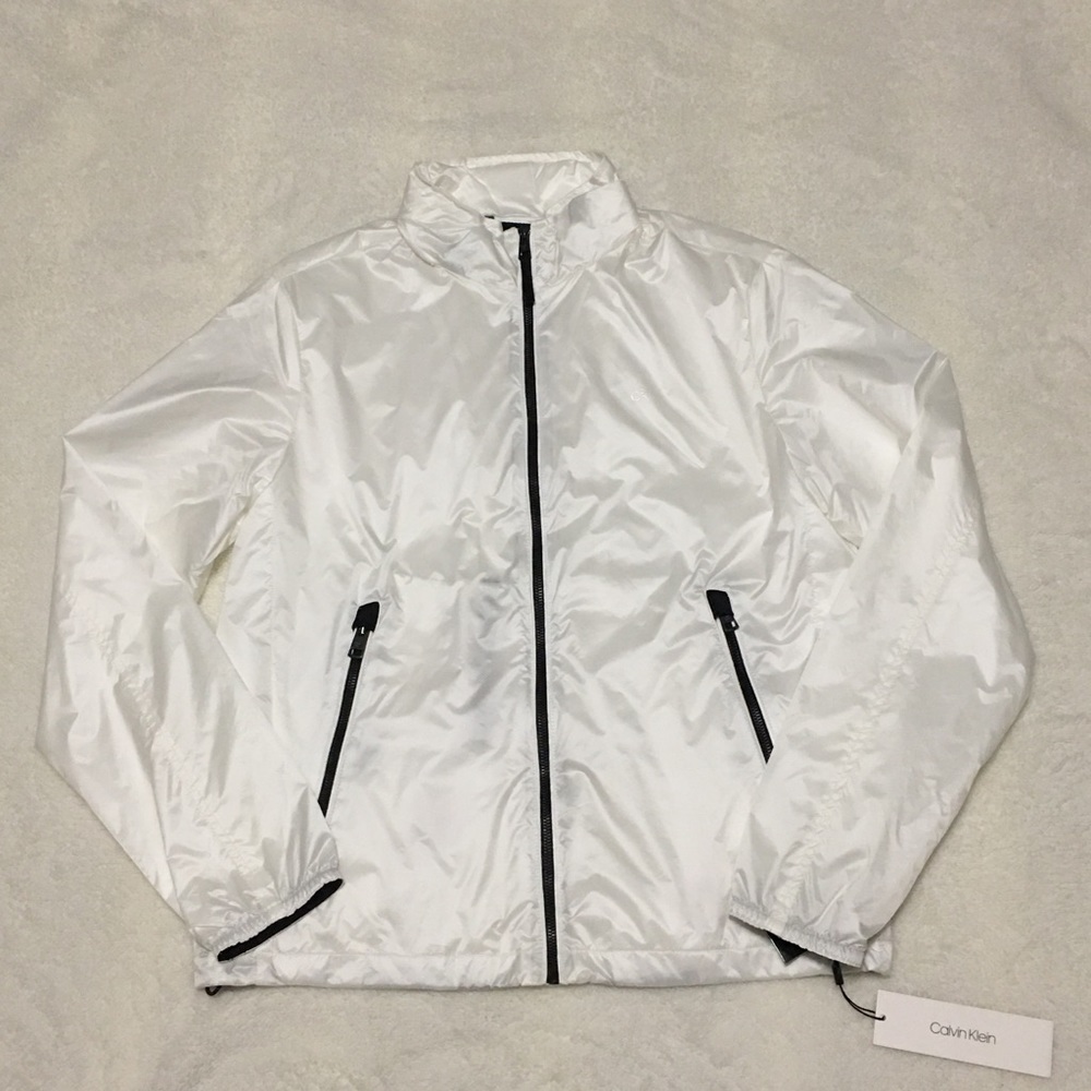 NEW Calvin Klein Lightweight Athletic Windbreaker, Size S, White
